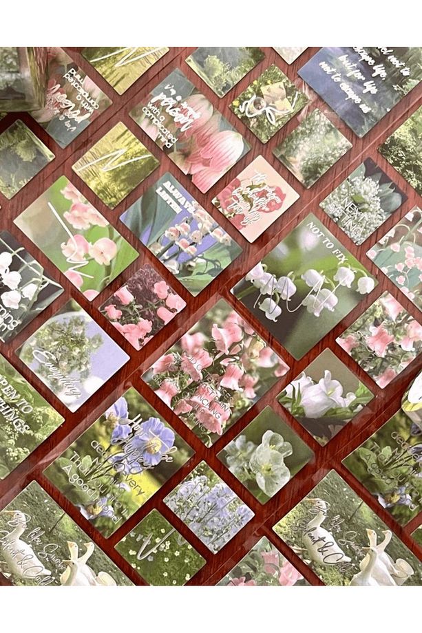Garden Path Yeşil Çiçekler Tek Tek Çıkartmalı Pul Washi Bant / Sticker / Çıkartma/Bullet Journal - 3