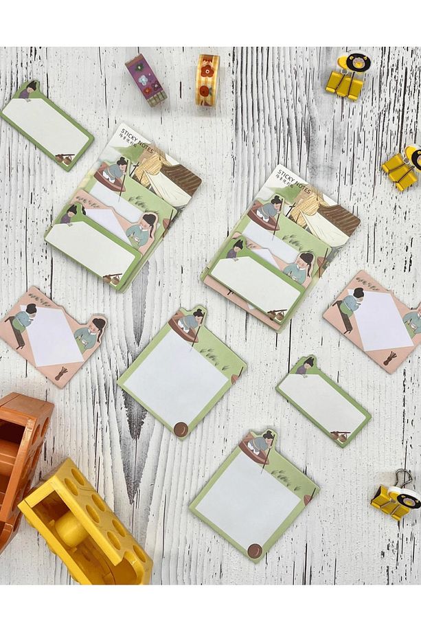 3 Parça Farklı Boyutlarda Yeşil Sticky Note Set / Post-it / Bloknot / Not Kağıdı - 2