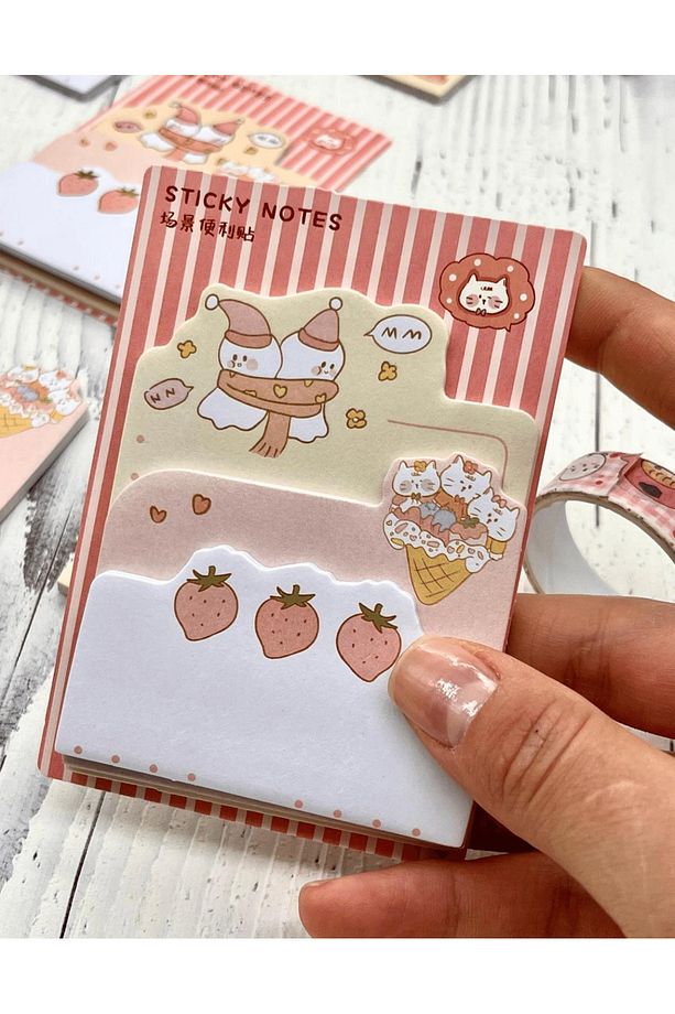 3 Parça Farklı Boyutlarda Pembe Sticky Note Set / Post-it / Bloknot / Not Kağıdı - 6