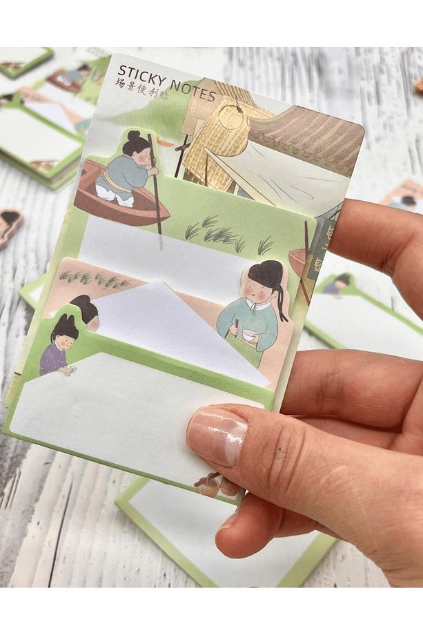 3 Parça Farklı Boyutlarda Yeşil Sticky Note Set / Post-it / Bloknot / Not Kağıdı - 6