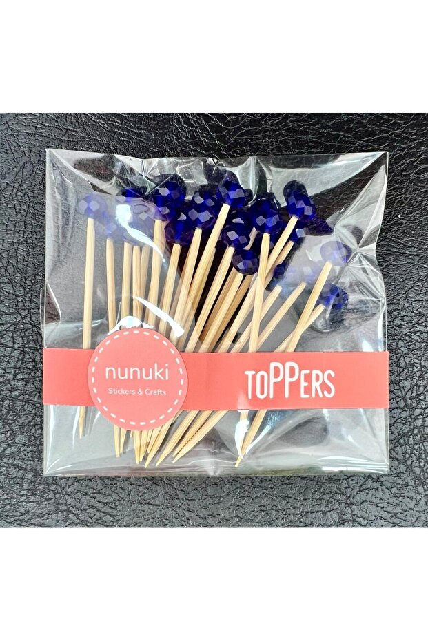 Navy Blue Crystal Beaded Cocktail Toothpick - 7cm Concept Party Ornament Circumcision Spider Space 0019