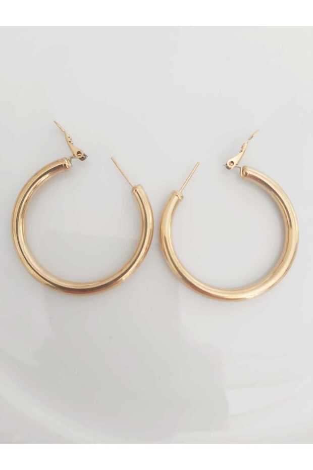 Steel Hoop Gold Earrings