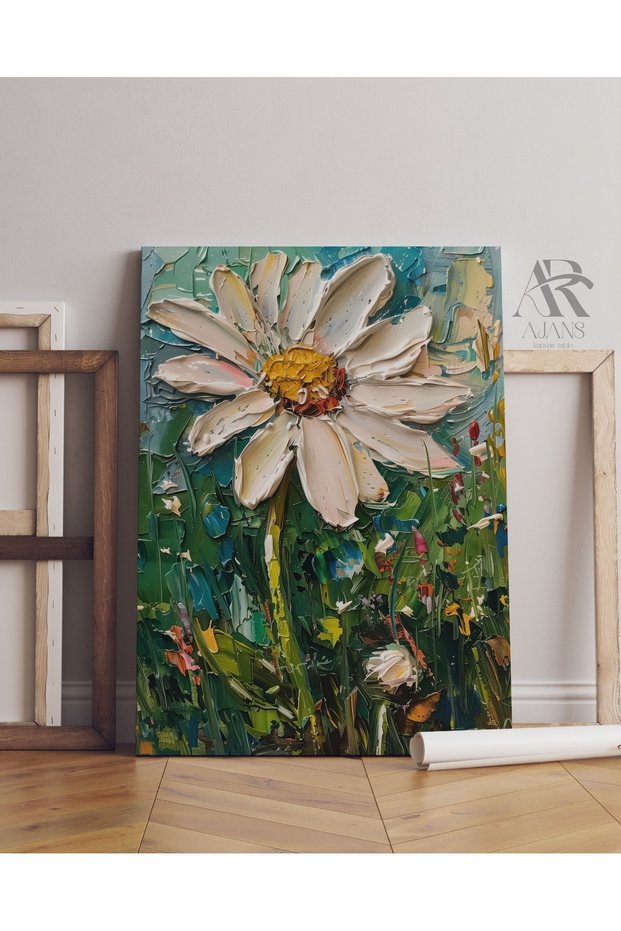 White Daisy and the Chant of Colors Decorative Canvas Painting