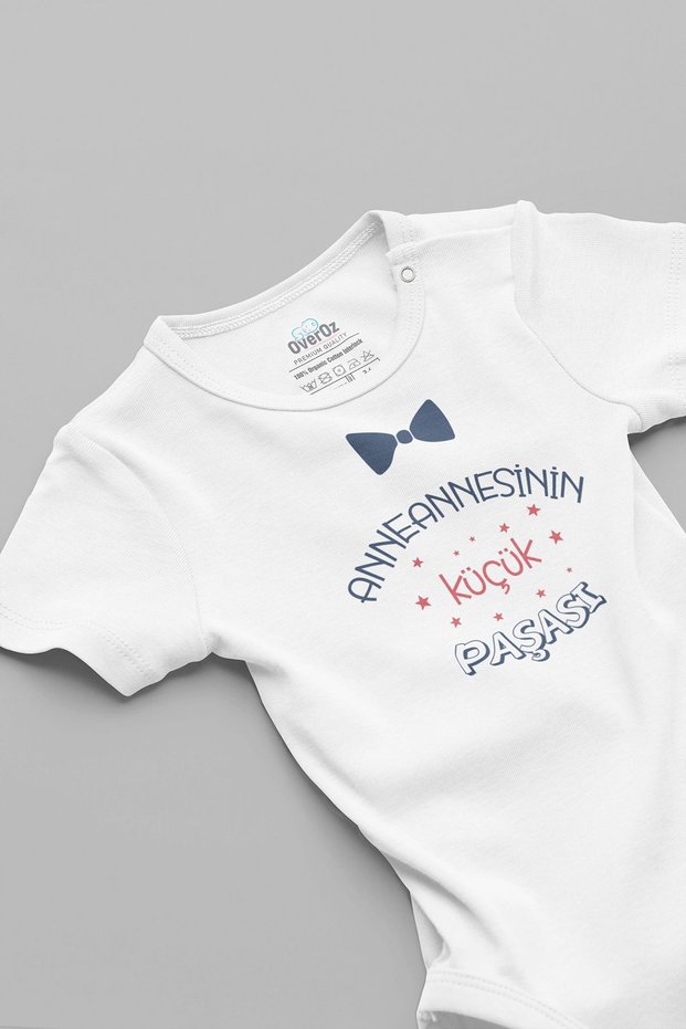 Grandmother's Little Pasha Written Organic 100% Cotton Baby Bodysuit with Snap Fasteners 5755