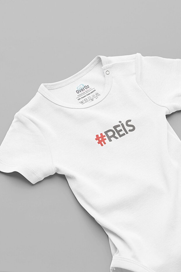 Organic 100% Cotton Reis Printed Baby Bodysuit White Bodysuit with Snap Fasteners 5832