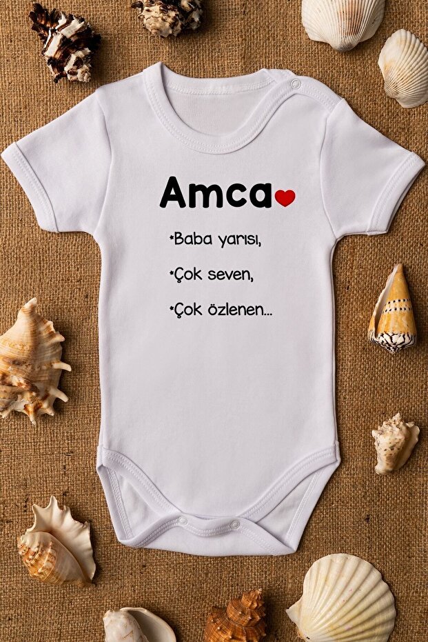 Organic %100 Cotton Uncle/Daddy Half Printed Baby Bodysuit Snap-Fastened Bodysuit 5057