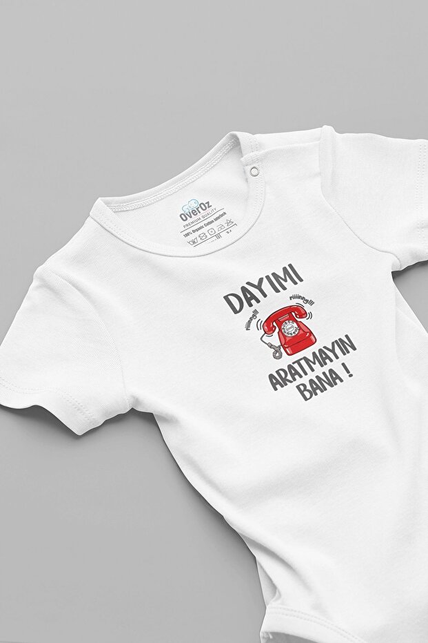 Organic 100% Cotton Don't Make My Uncle Look For Me Printed Baby Bodysuit with Snap Fasteners 5880-DAYI