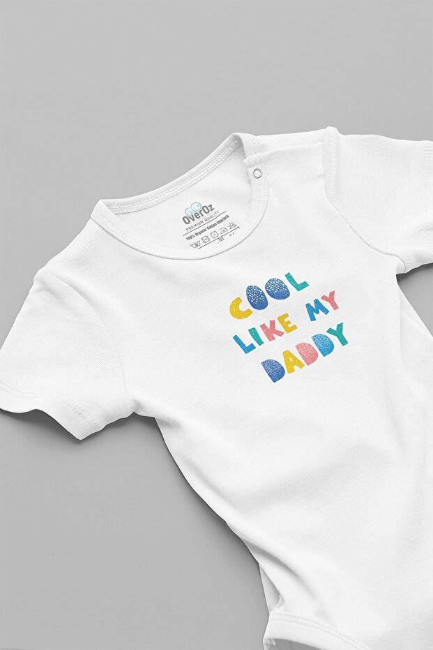 Organic 100% Cotton Cool Like My Daddy Printed Snap-On Baby Bodysuit Jumpsuit 5656