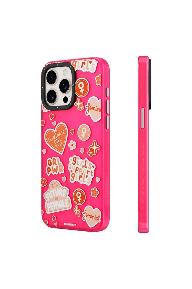iPhone 15 Pro Max Compatible Case Bethany Green Designed Youngkit Sweet Language Cover Pink