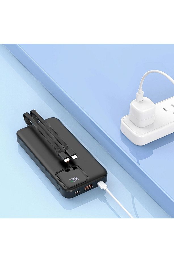 Jc-22 Dijital Led Ekran Şarj Göstergeli Type-c Ve Lightning Kablolu Powerbank 22.5w 20000mah - 8