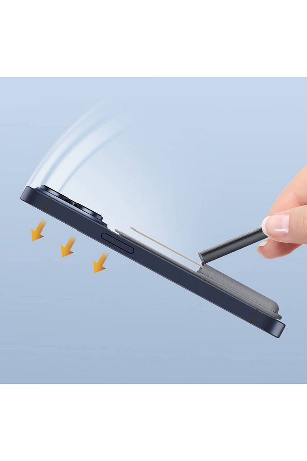 MW-001 Pop-Up Sade Tasarımlı 3 Hazneli PU Magnetik Standlı Kartlık Siyah - 4