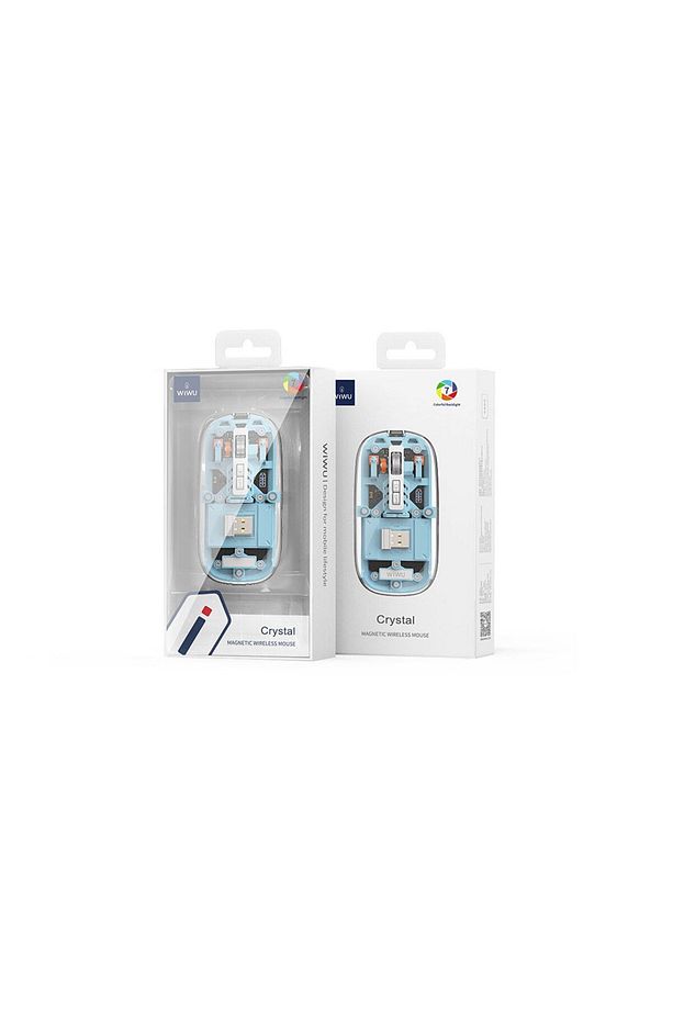 Bluetooth Kablosuz Mouse Wiwu WM105 Crystal RGB Led Işıklandırmalı Şeffaf Tasarım 2400 Dpi Mavi - 4