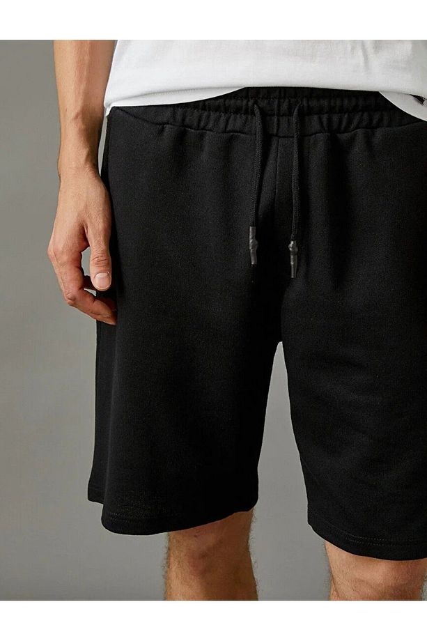 Relax Shift Siyah Beli Bağcıklı Oversize Unisex Bermuda Şort - 3