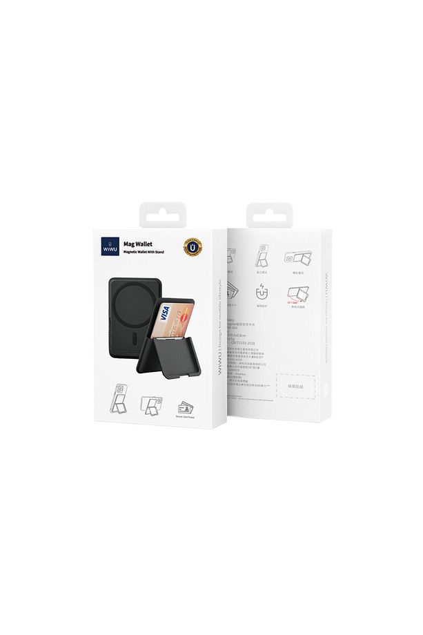 MW-001 Pop-Up Sade Tasarımlı 3 Hazneli PU Magnetik Standlı Kartlık Siyah - 5