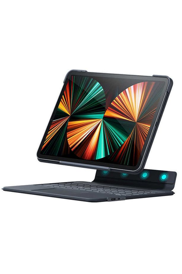 Kb02 Ipad Pro 12.9 5. Nesil M1 2021 Uyumlu Kablosuz Klavyeli Kılıf Bluetooth Trackpad Keyboard - 3