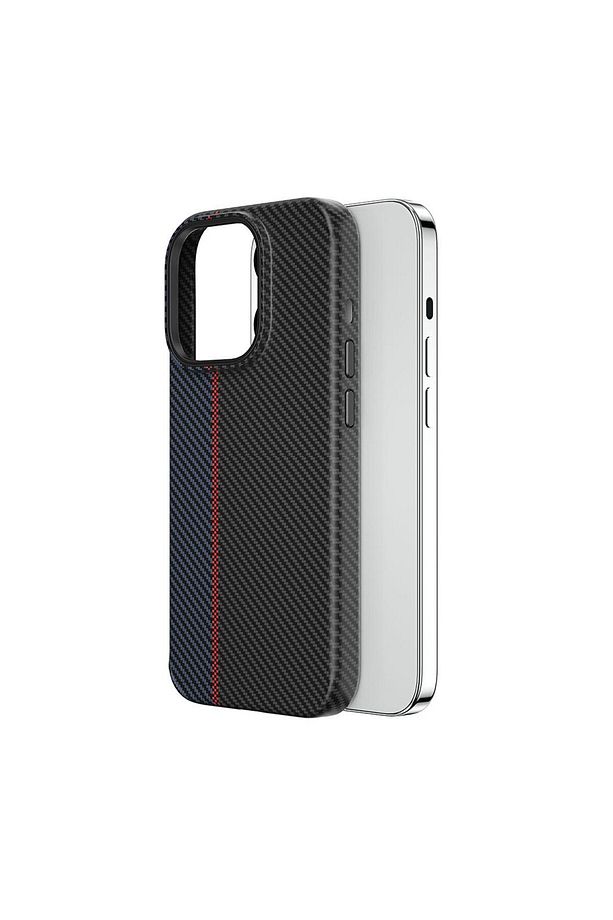 iPhone 15 Uyumlu Kılıf Wiwu LCC-107 Karbon Fiber Magsafe Şarj Özellikli Kabon Kapak Siyah-Mavi - 3