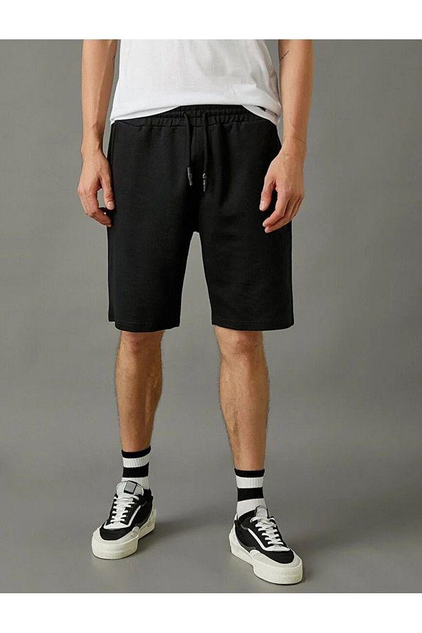 Relax Shift Siyah Beli Bağcıklı Oversize Unisex Bermuda Şort - 4
