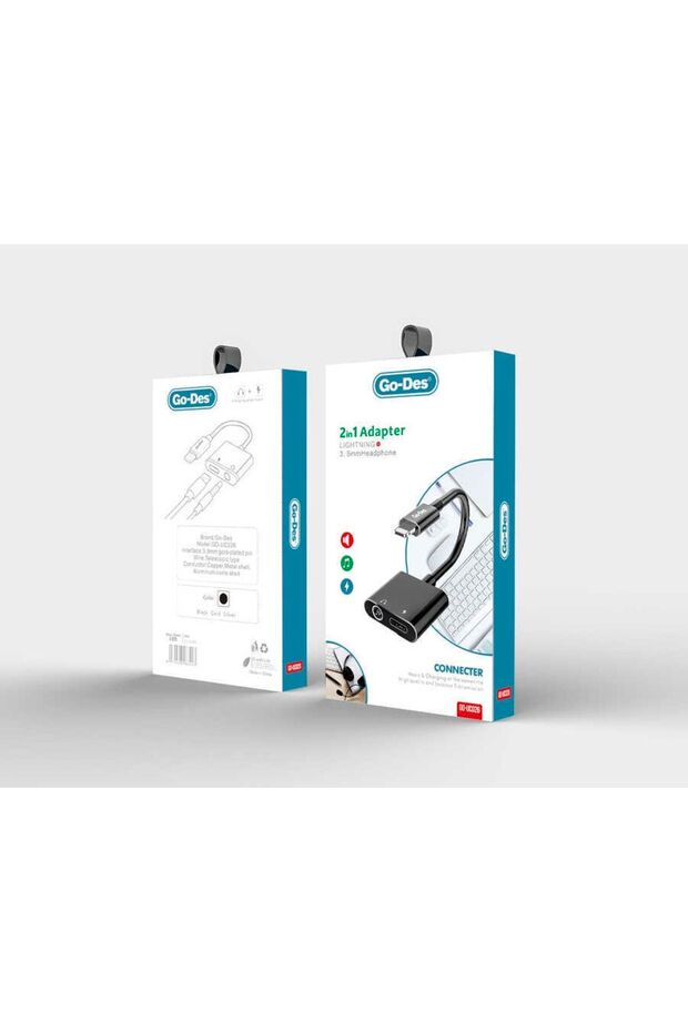 Gd uc026 2 In 1 Lightning 3.5 mm Aux Kulaklık ve Şarj Dönüştürücü Ses Adaptörü - 5