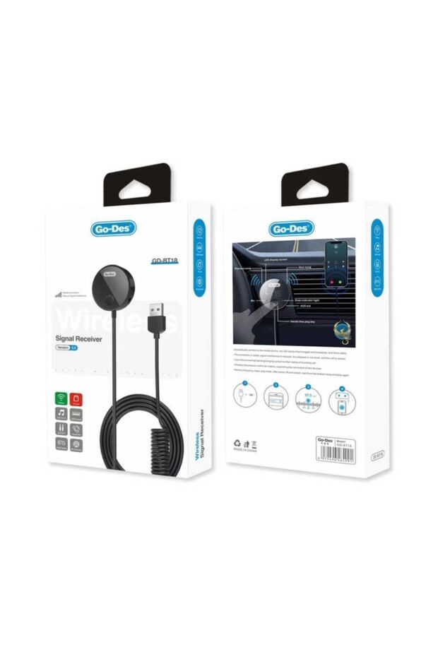 Go Des Gd-bt18 Çok Fonksiyonlu Fm Kablosuz Verici Wireless Transmitter Signal Reciever V5.0 - 2