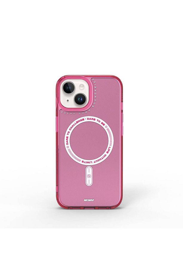 iPhone 15 Kılıf Magsafe Şarj Özellikli Wiwu Basic Color J Serisi Kapak Koyu Pembe - 2