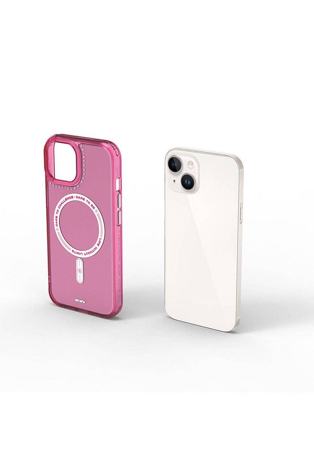 iPhone 15 Kılıf Magsafe Şarj Özellikli Wiwu Basic Color J Serisi Kapak Koyu Pembe - 3