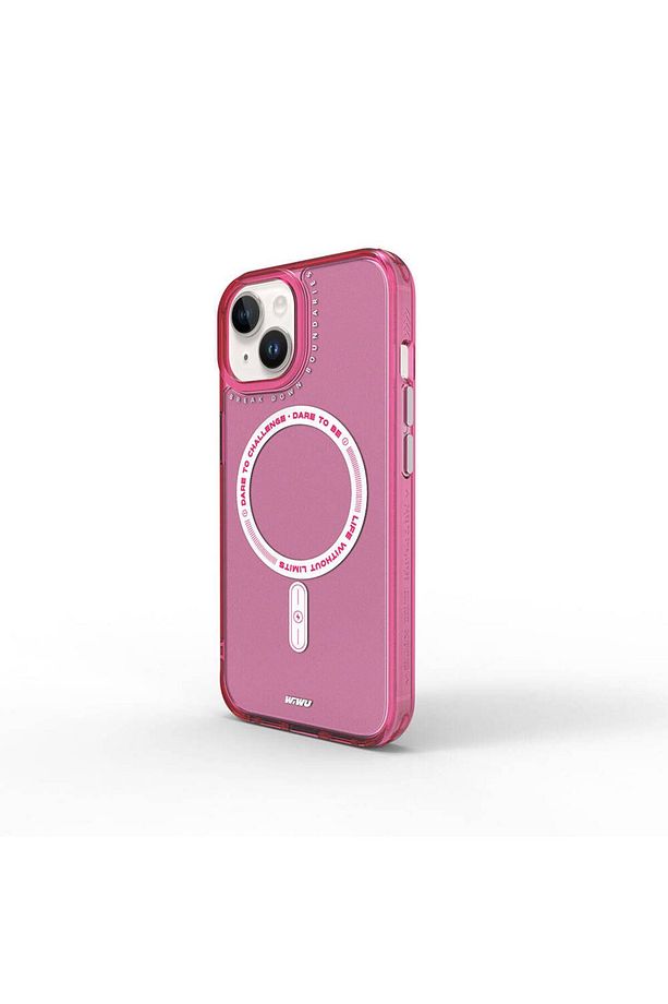 iPhone 15 Kılıf Magsafe Şarj Özellikli Wiwu Basic Color J Serisi Kapak Koyu Pembe - 1