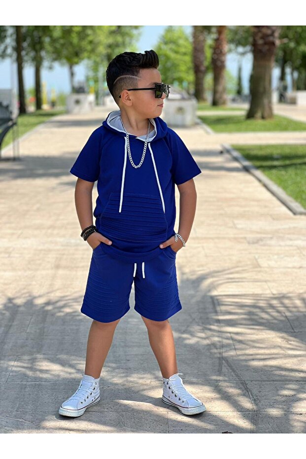 Erkek çocuk yazlık nervürlü şortlu takım minah-07120013 - 3
