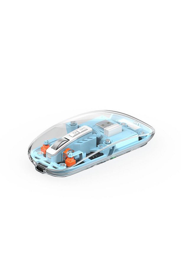 Bluetooth Kablosuz Mouse Wiwu WM105 Crystal RGB Led Işıklandırmalı Şeffaf Tasarım 2400 Dpi Mavi - 1