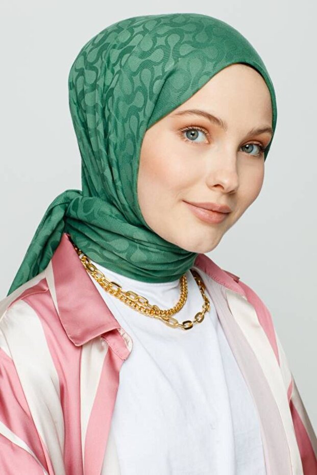 Valor Bloom Pattern Silk Jacquard Shawl Tea Tree