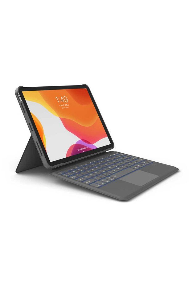 iPad Air 11 2024 Uyumlu Klavyeli Kılıf Wiwu Combo Led Işıklı Magnetik Standlı Gri - 1