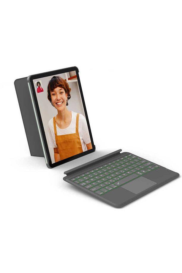 iPad Air 11 2024 Uyumlu Klavyeli Kılıf Wiwu Combo Led Işıklı Magnetik Standlı Gri - 2