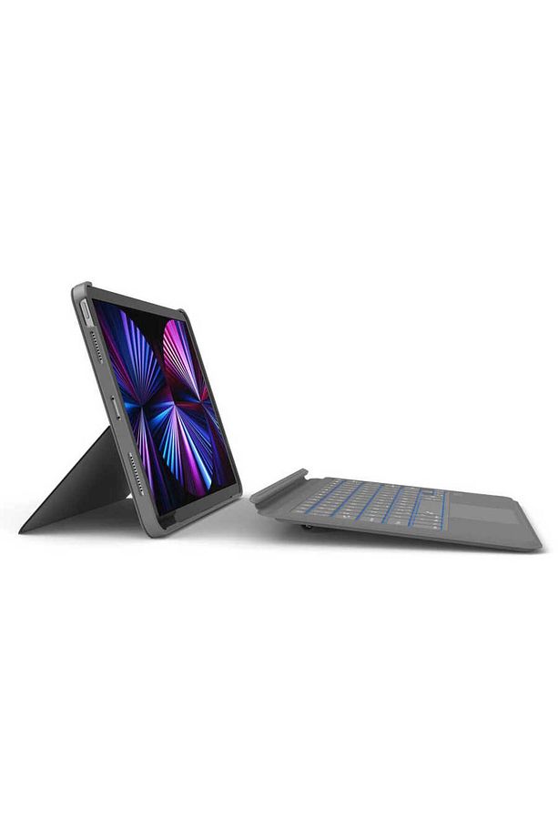 iPad Air 11 2024 Uyumlu Klavyeli Kılıf Wiwu Combo Led Işıklı Magnetik Standlı Gri - 5