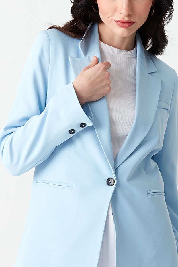 Kadın Mavi Blazer Ceket - 4