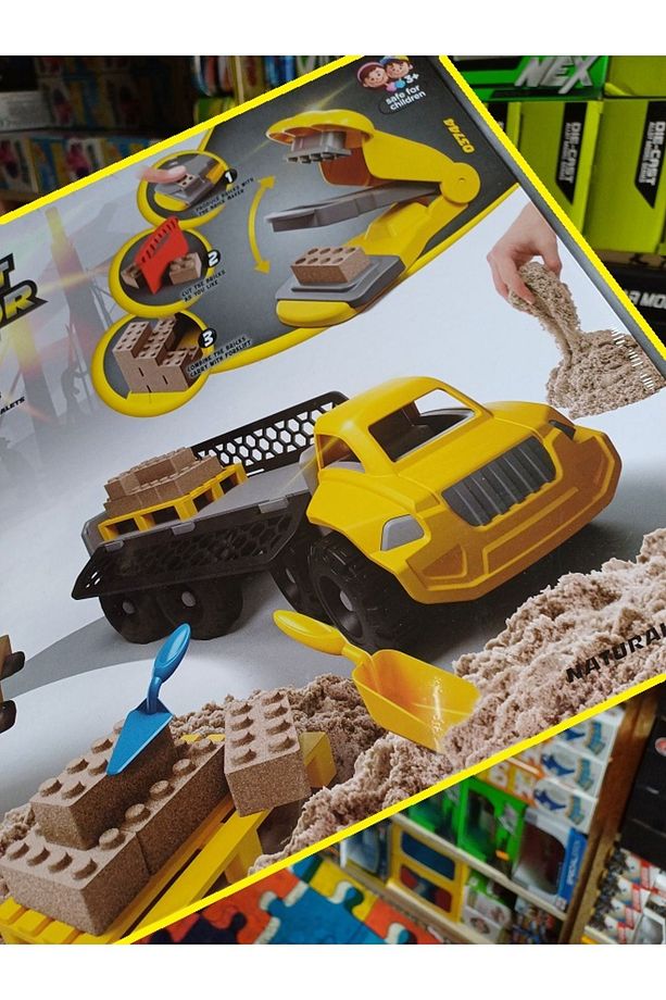 Kinetik Kum Seti Art Craft Iş Makinaları Kamyon Operatörü Kinetik Kum Öğretici Araçlı Lüx Doğal Kum - 4