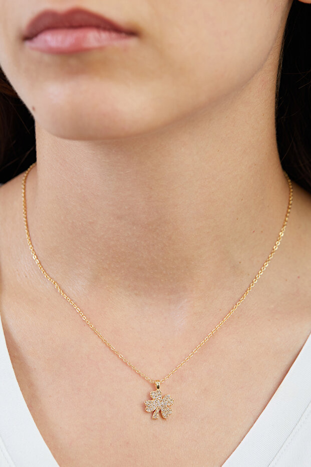 Yonca Model Gold Kolye - 2