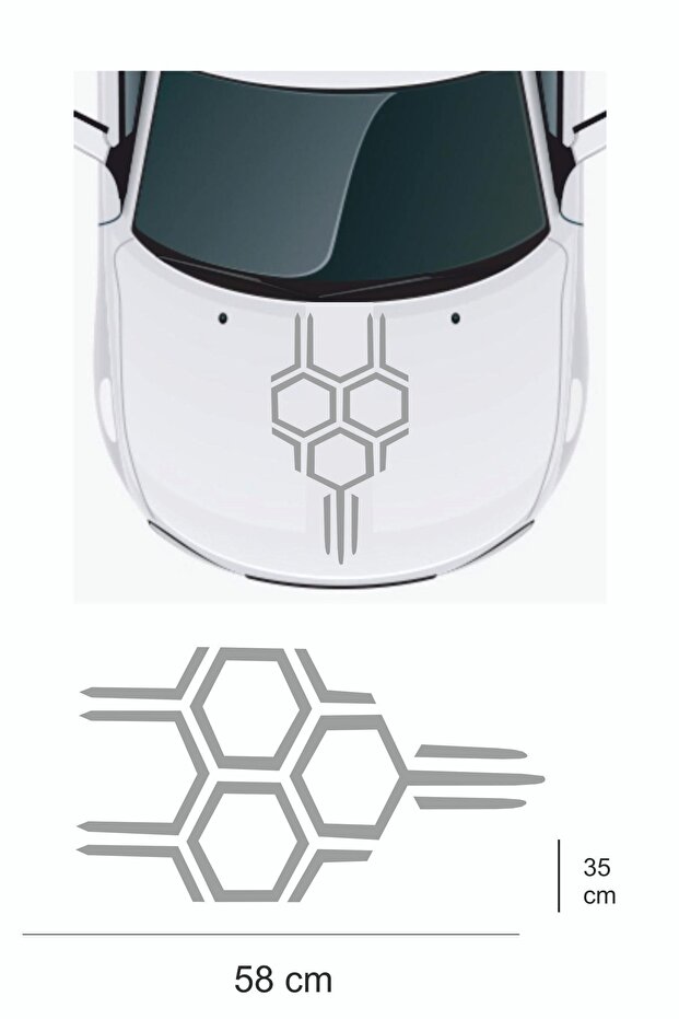 Sticker 58x35 cm - New Trend - Honeycomb Hood Auto Sticker - Car Sticker Compatible