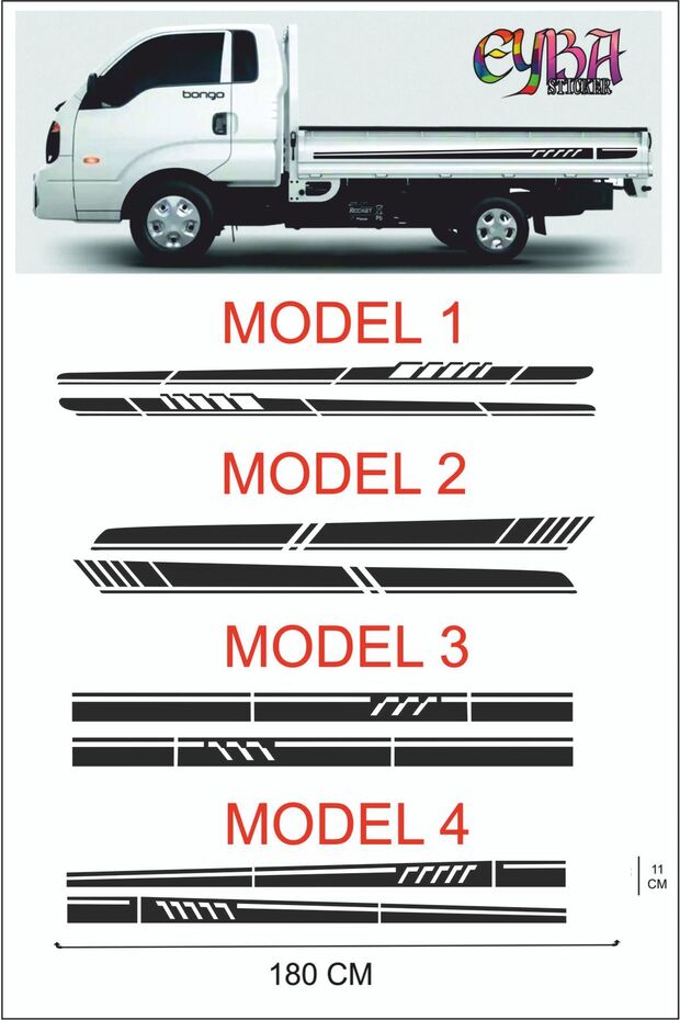 Pickup Truck Case Sticker - Auto Sticker - Car Sticker - 190x11cm 2 Pieces