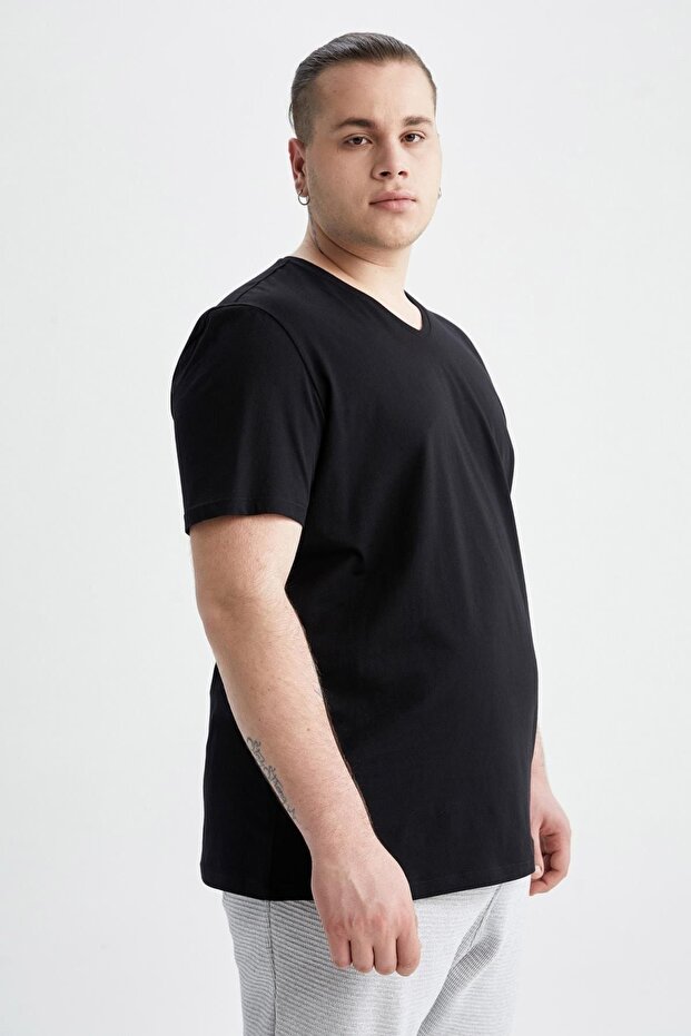 Slim Fit V Yaka Basic Tişört - 6