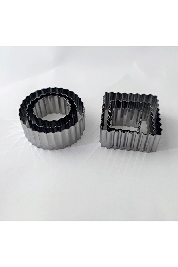 Narkalıp Stainless Square Round Serrated Cookie Mold Set of 6
