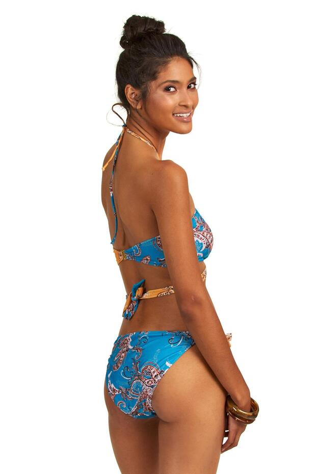 بيكيني مثلث بطباعة شال وربطة عنق متقاطعة - 5