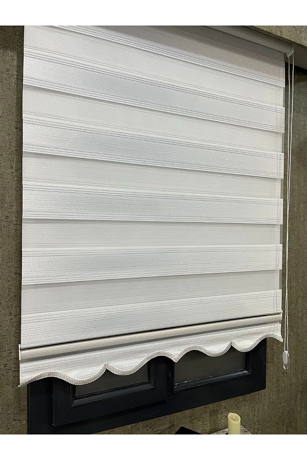 PliseStar V-01 Pliseli Zebra Ve Stor Perde Gümüş Simli Etek Dilimli - 4