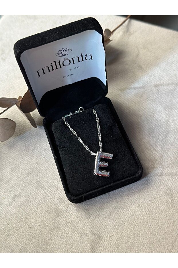 Çelik Silver Buble E Harfi Kolye - 2