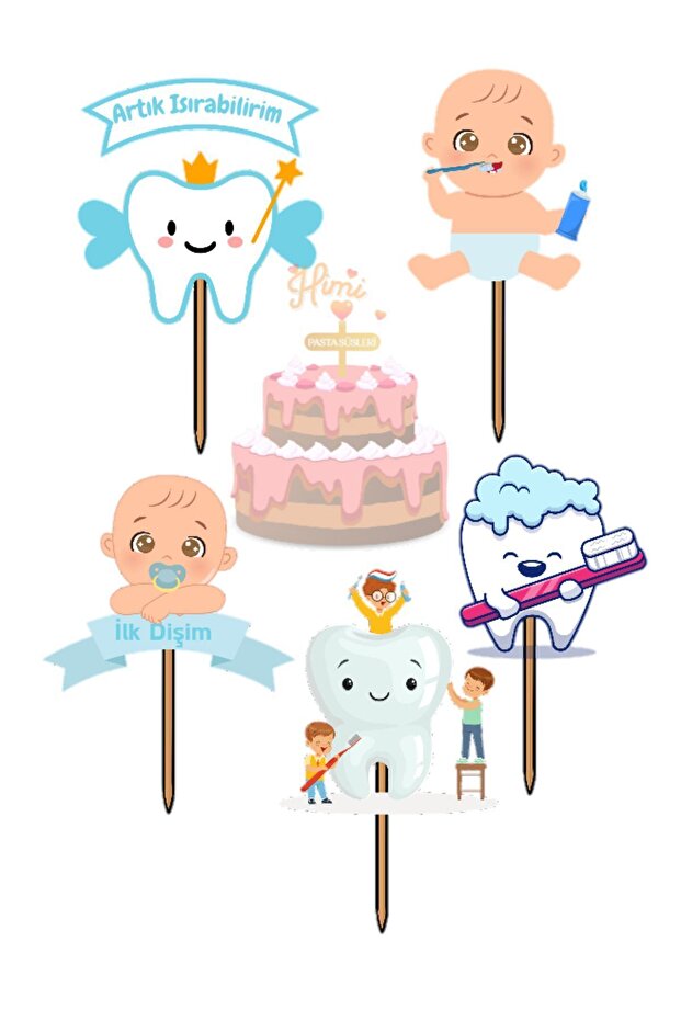 Tooth Wheat Men's Model Toothpick Cupcake Cake Decoration Birthday Decoration Cake Toothpick Toothpick Decoration M75
