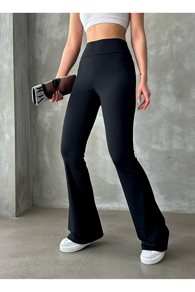 Black – Spanish Leg High Waist Stretchy Recovery Leggings