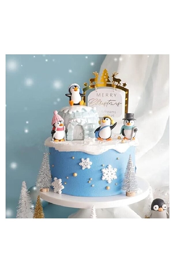 4-Piece Penguin Model Toothpick Cupcake Cake Decoration Birthday Ornaments Toothpick Ornament
