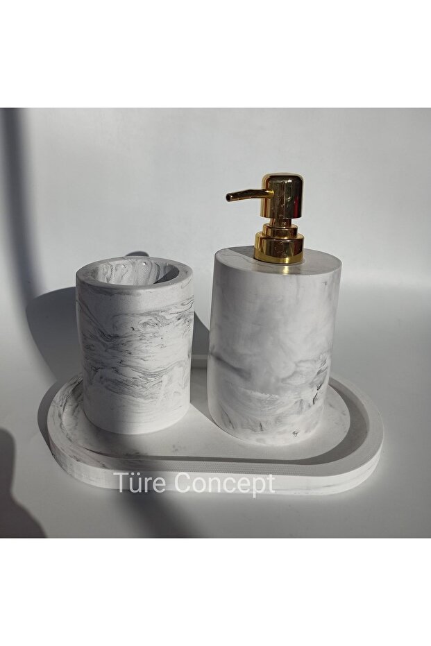 Marble Patterned Bathroom Set - 4