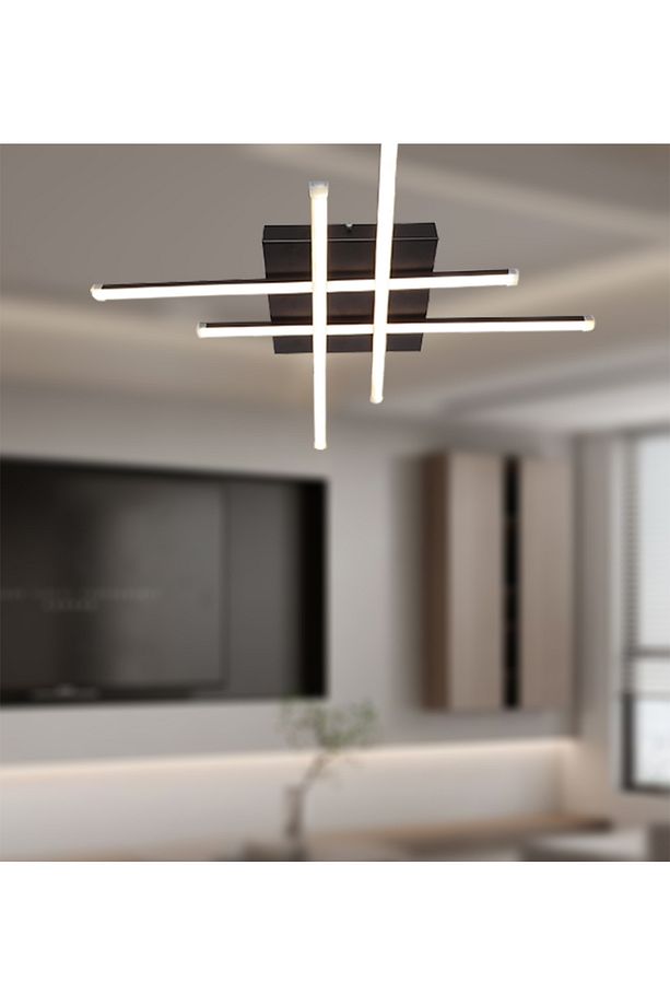 TT036-SY TT Aydınlatma Hashtag Modeli Mat Siyah ( Gün Işığı ) Led Avize - 2