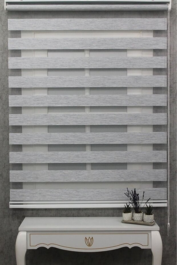 İthal Bambu Açık Gri Stor Zebra Perde