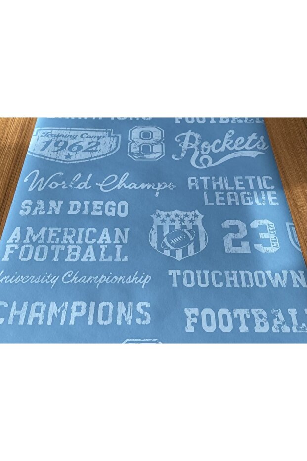 Mavi Yazılı Ithal Duvar Kağıdı (5m²) - 2