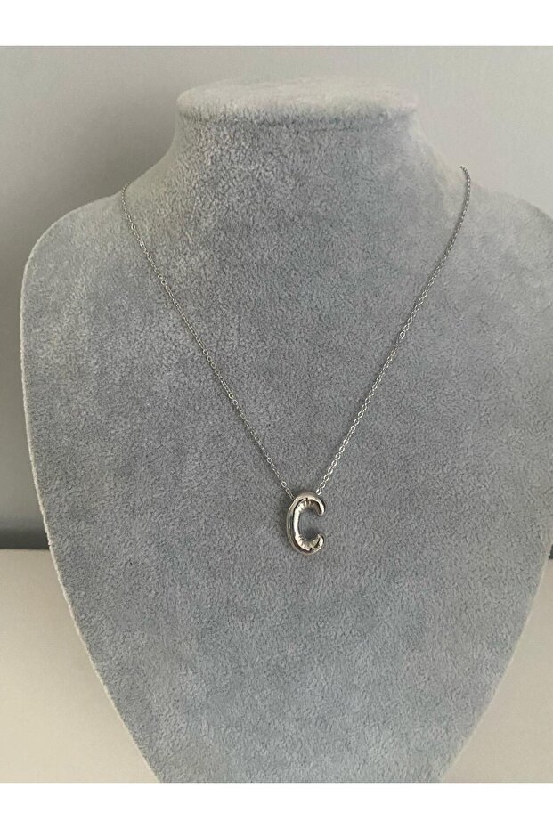 Silver Balloon Pendant with the Letter C, Initial Necklace